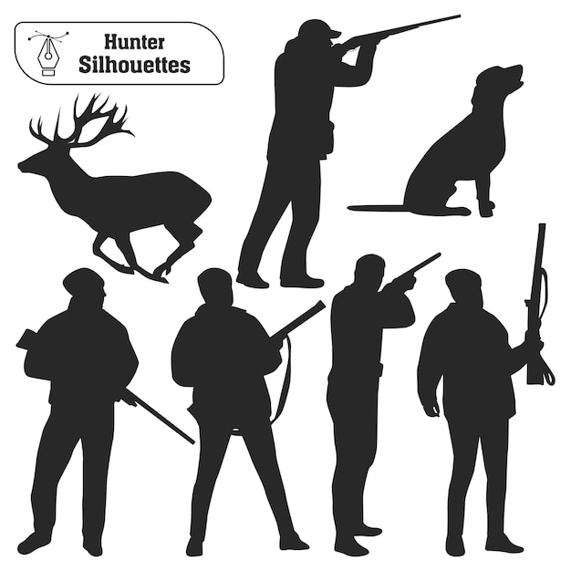 Vector collection of hunter forest animal silhouette