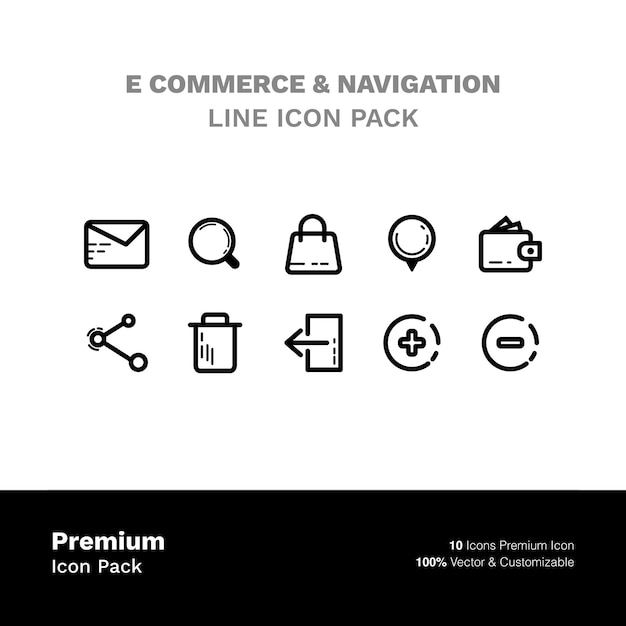 Vector collection of icons for e commerce and Navigation Editable Stroke