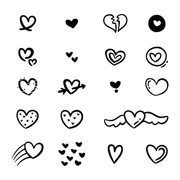 Raccolta vettoriale di icone del cuore illustrate