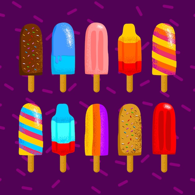 Vector vector collection illustration of colorful popsicles