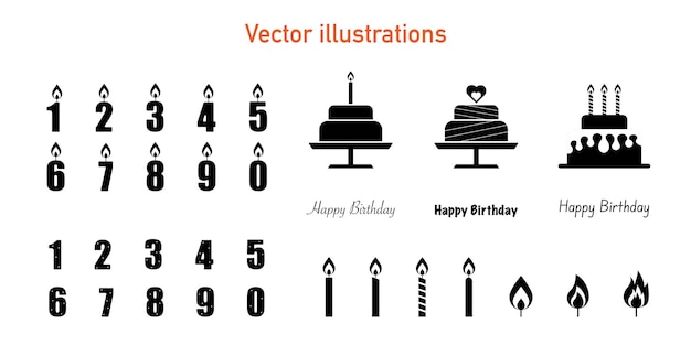 Vector vector collection of illustrations for birthday celebrations