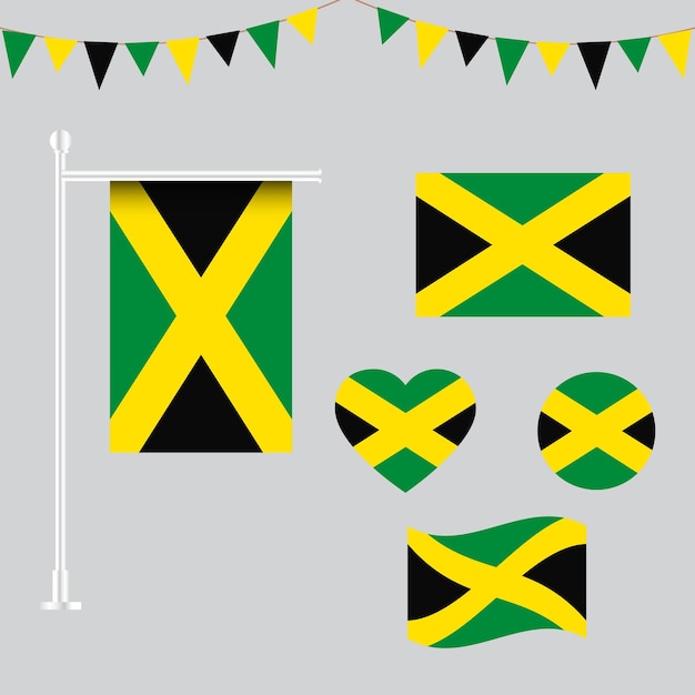 Vector vector collection of jamaica emblems and icons in different shapes
