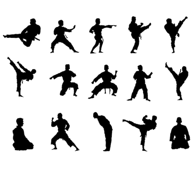 Vector a vector collection of martial arts silhouettes for artwork compositions