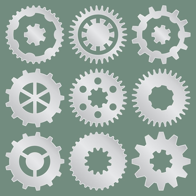 Vector vector collection of metal gear wheels