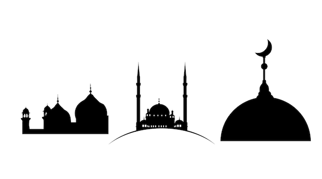 vector collection of mosque silhouette illustrations