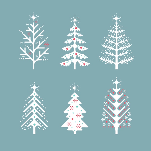 Vector collection of scandinavian christmas trees