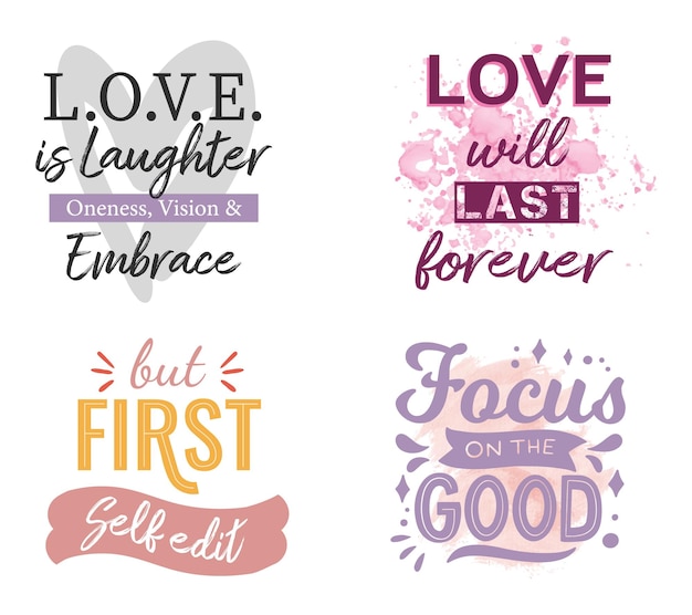 Vector collection of self love quote designs