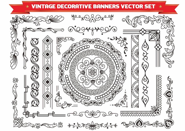 Vector collection set of label ornament