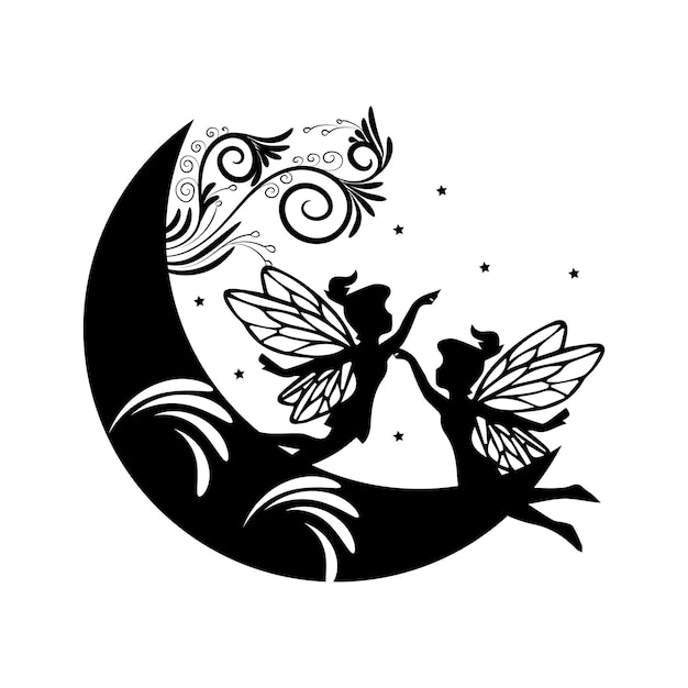 Vector collection of silhouettes of a fairy