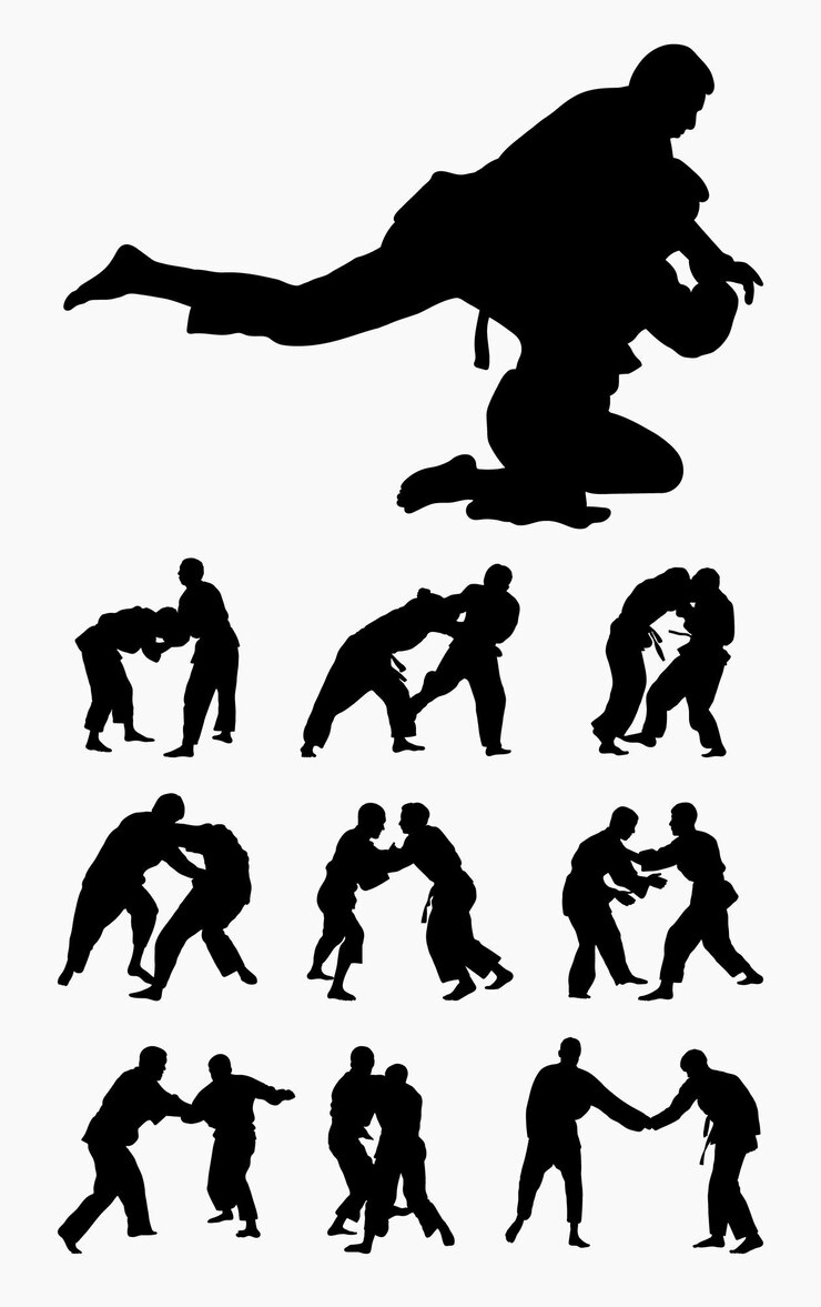 결투 싸움 유도 스포츠 무술 스포츠 벡터 컬렉션 실루엣 judoist judoka 전투기
