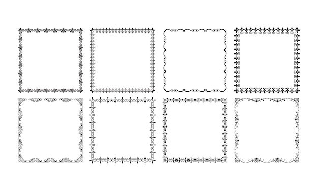 白い背景の上の正方形のビンテージ フレームのベクトル コレクション