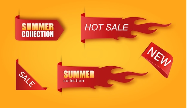 Vector vector collection of summer collection price tags ribbon sale banners isolated offers of new collections vector tegs