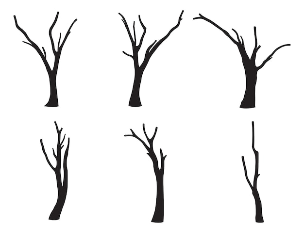 vector collection of tree silhouettes without leaves