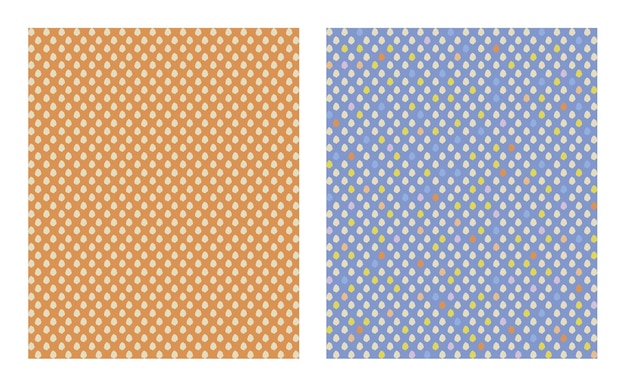 Vector collection of two abstract seamless patterns with polka dot ornament. Isolated on white.