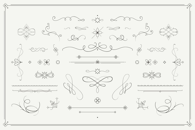 Vector collection of vintage ornaments and flourishes