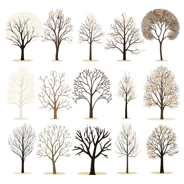 Vector collection of winter tree