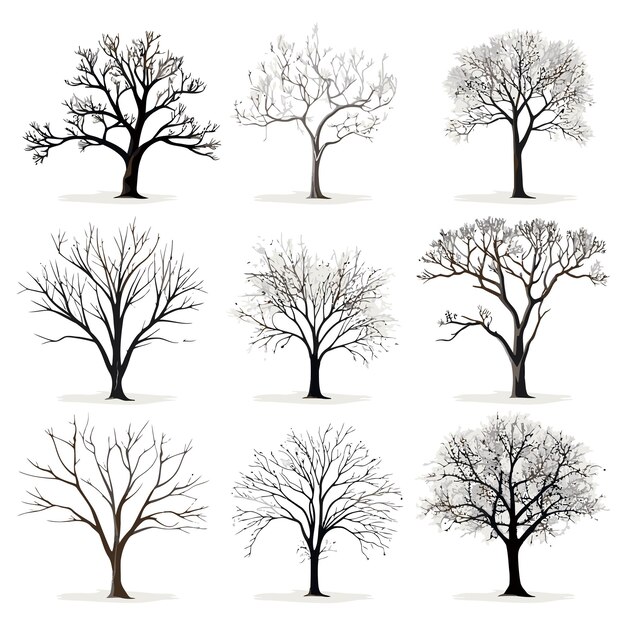 Vector collection of winter tree