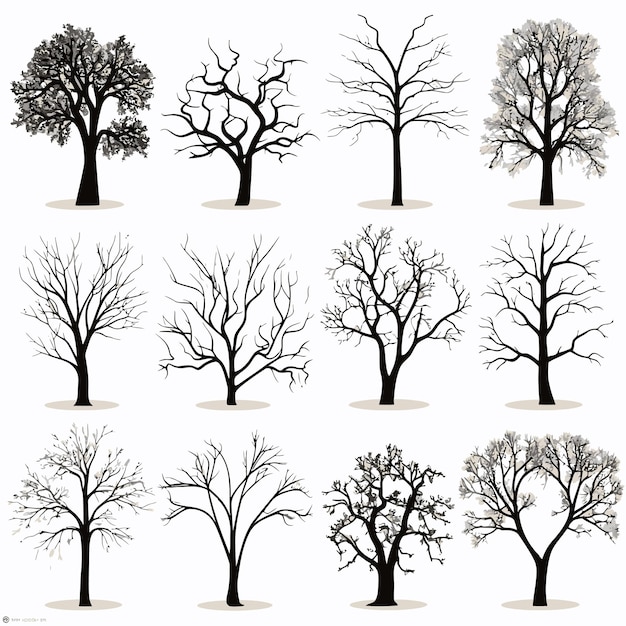 Vector collection of winter tree