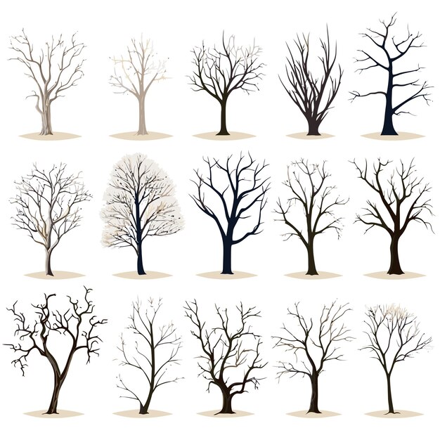 Vector vector collection of winter tree