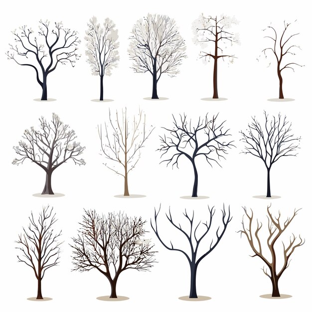 Vector vector collection of winter tree