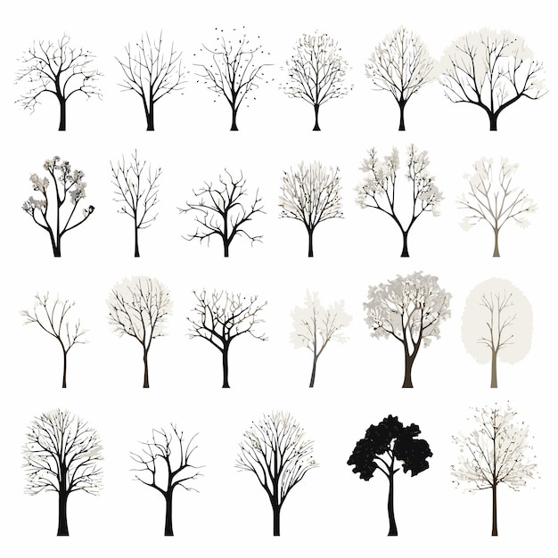 Vector vector collection of winter tree