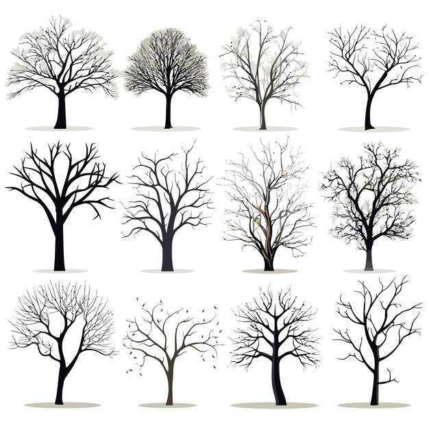 Vector collection of winter tree