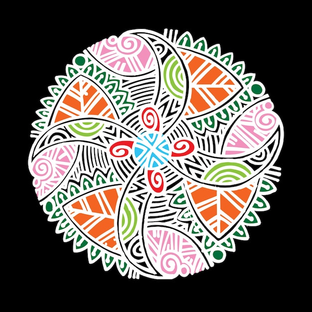 vector color abstract alpona flower design