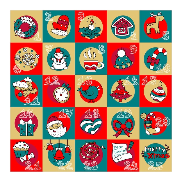 Vector color advent calendar and numbers