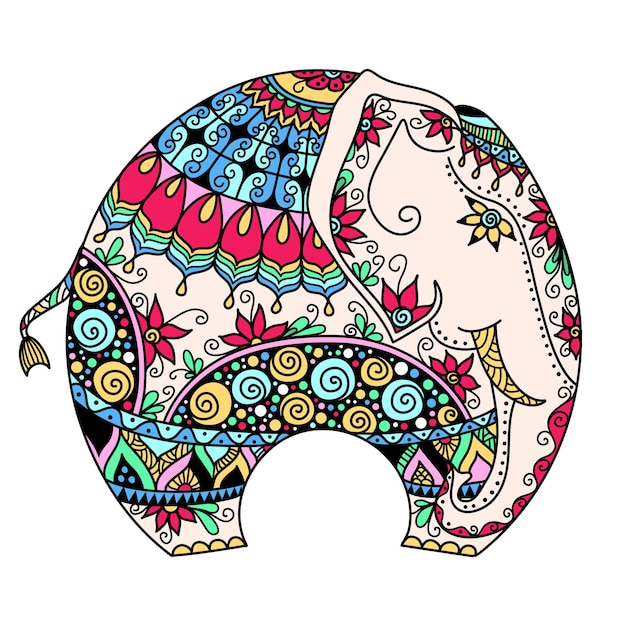 Elefante indiano decorato con colori vettoriali