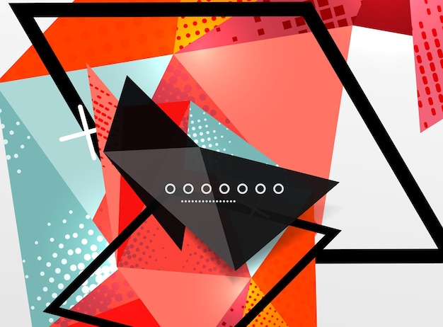 Vector color geometric abstract composition triangular and polygonal design elements digital techno background