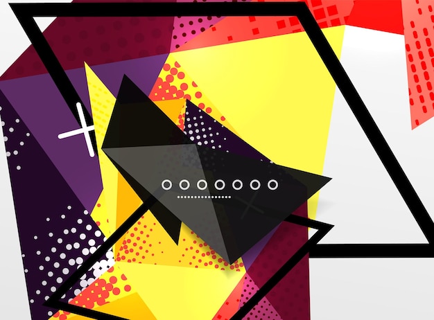 Vector color geometric abstract composition triangular and polygonal design elements digital techno background