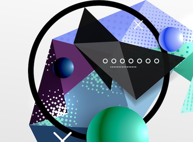 vector color geometric abstract composition triangular and polygonal design elements digital techno background