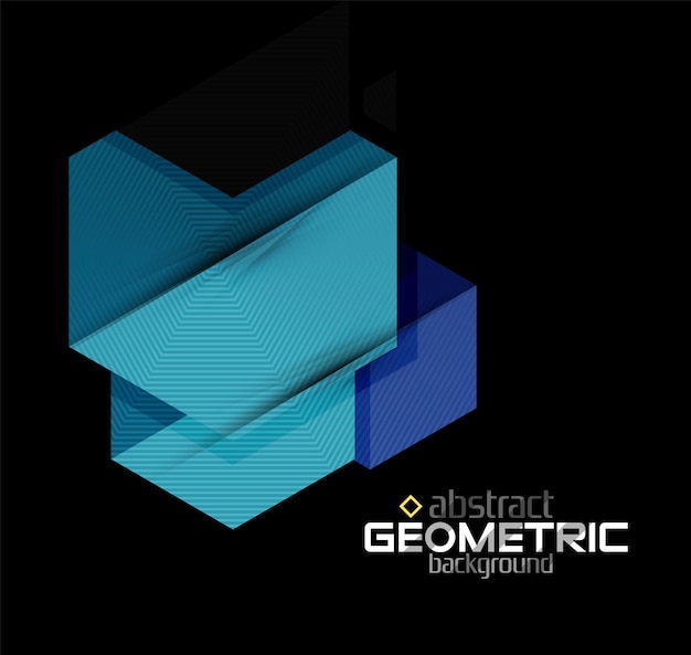 Vector color geometric shapes on black background