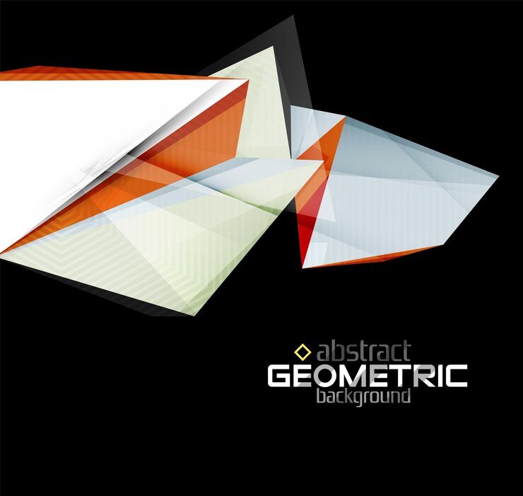 Vector vector color geometric shapes on black background