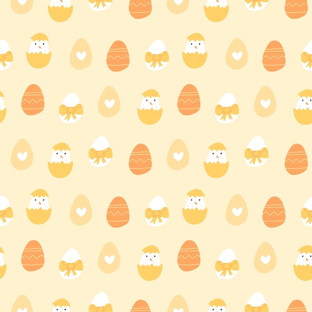 Векторный цвет ручной работы детей милый пасхальный бесшовный узор с пасхальными яйцами охота в скандинавском стиле пасхальный красочный набор doodle мультфильм весенний фон счастливой пасхи