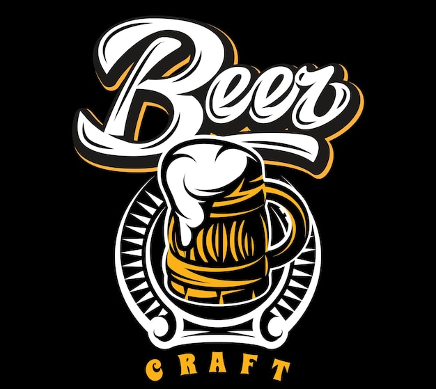 Vector color illustration with calligraphic inscription Beer and mug