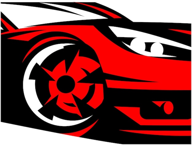 Vector color illustration with front side surface of a red sports car Template for design