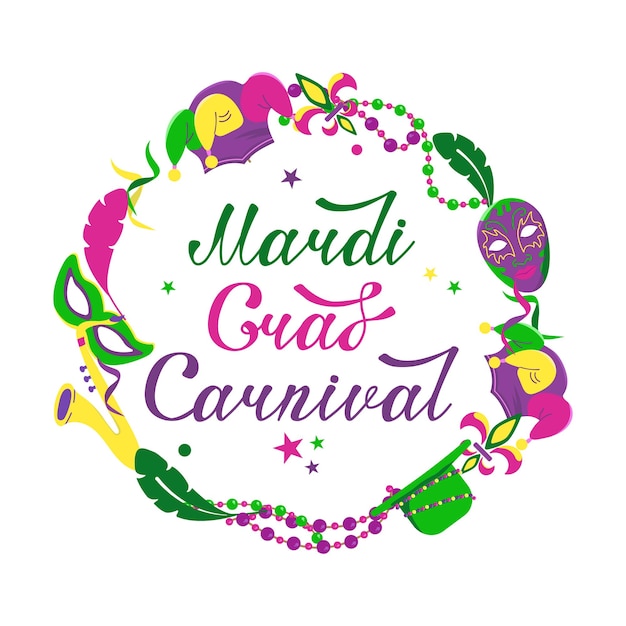 Vector color lettering for Mardi Gras carnivalMardi gras party design