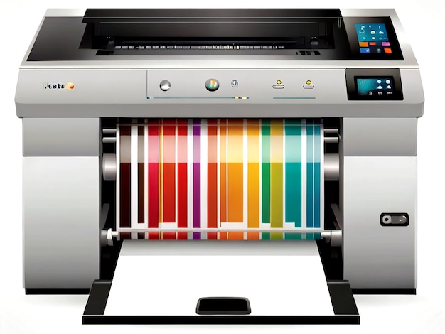 Vector vector color printer machine on white background isolated