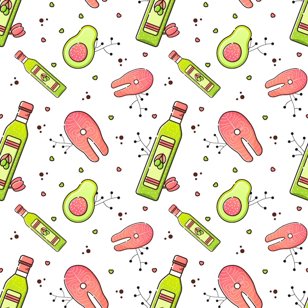 Vector color seamless keto diet pattern