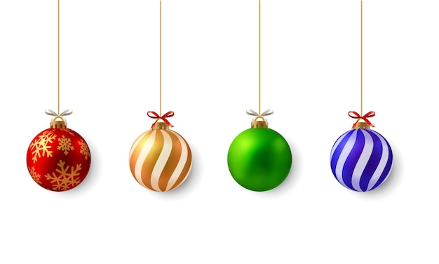 Vector colored christmas baubles pack on white