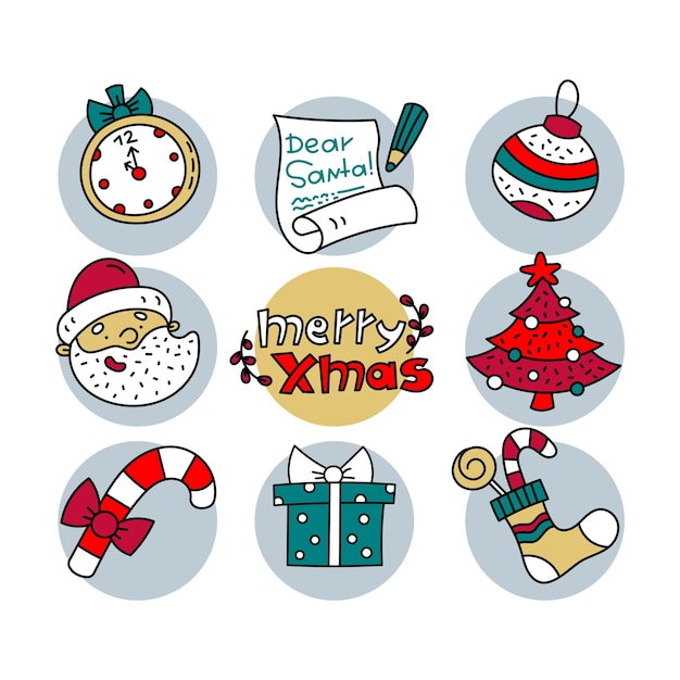 Vector vector colored new year set with holiday attributes