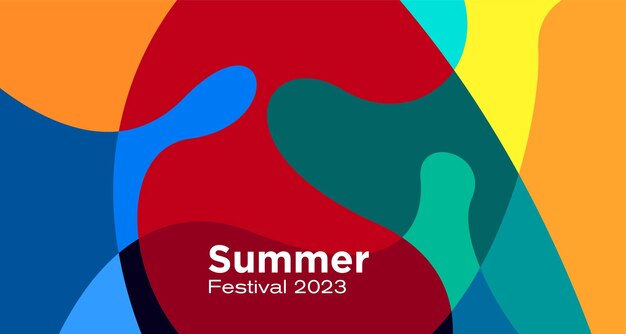 Векторный красочный абстрактный жидкий фон для летнего фестиваля 2023