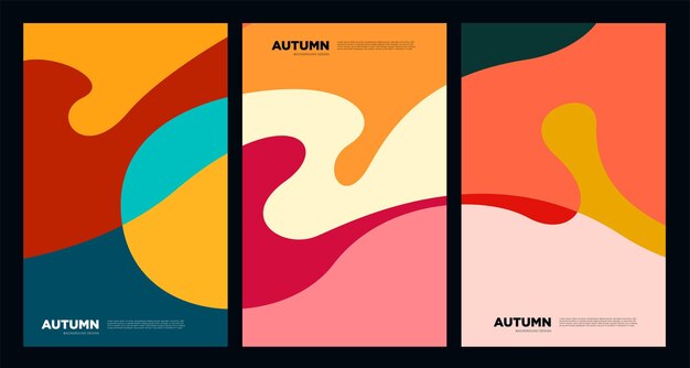 秋と秋のシーズンのベクトル カラフルな抽象的な液体と流体の背景