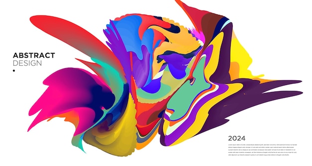 Vettore colorato astratto liquido psichedelico e modello di sfondo fluido 2024