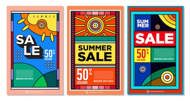 Vector Colorful Abstract Retro Colorful Geometric Background for Summer Sale Promotion Banner