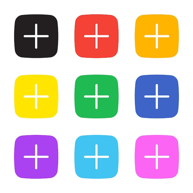 vector colorful add icon collection