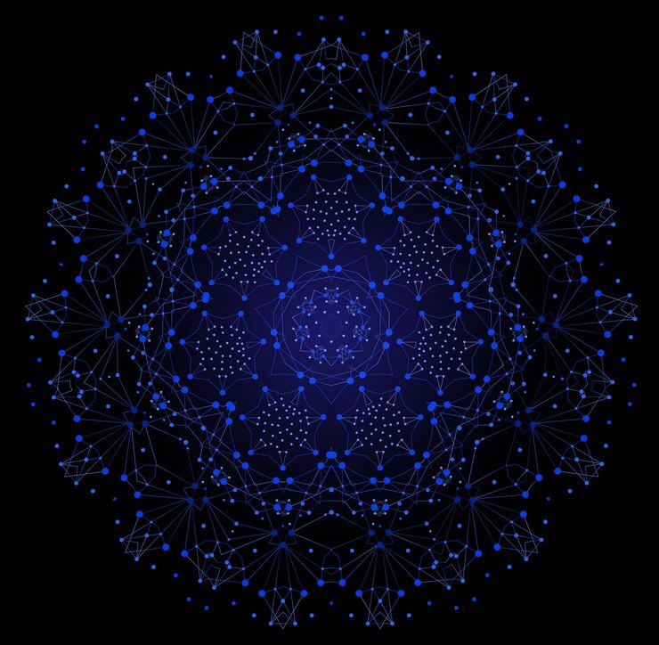 Vector vector colorful bright shape molecular structure with lines and dots background