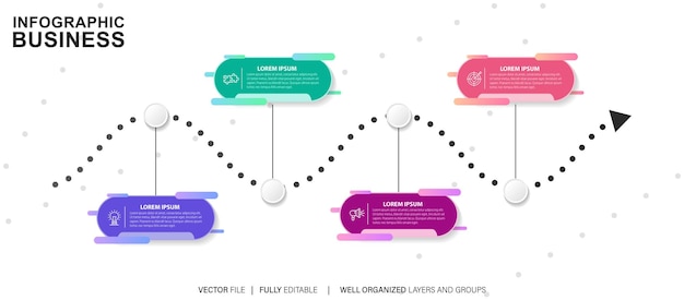 Elementi di progettazione di infografiche aziendali vettoriali colorate vettoriali