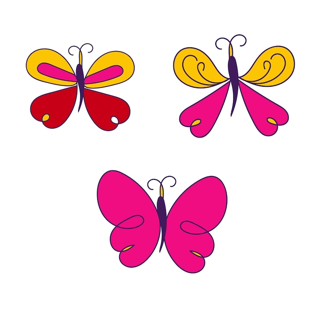 Набор векторных красочных бабочек. вектор.